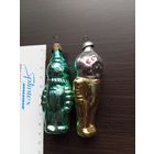 2 Ёлочные игрушки - космонавт и астронавт, начало 1960 -х, стекло