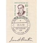 15.ETB. Германия. Западный Берлин. 1957 г. Люди из истории Берлина. Лист первого дня гашения. Mi.#165/ETB#40.