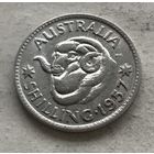 Австралия 1 шиллинг 1957 Елизавета II - серебро 0,500