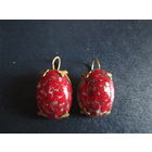 Большие серьги  . Чехословацкое стекло .