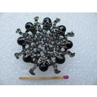 Брошь винтажная ЧССР с черными жемчужинами