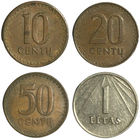 Литва набор монет 10-20-50 центов + 1 лит, 1991