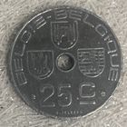Монета 25 сантимов 1944 год. Бельгия. С рубля без МЦ.