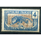 Французские колонии - Среднее Конго - 1907г. - леопард, 4 с - 1 марка - MLH [Mi 3]. #4-W1-129-A-1