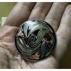 Брошь Завитки Клуазоне эмаль Англия Fish 60-е