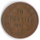 10 пенни 1865 год _состояние VF