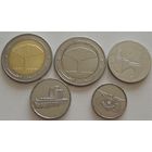 Йемен. Набор 5 монет 1, 5, 10, 20 и 20 риалов 1993-2009 года