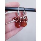 Лот С 1 РУБЛЯ! много лотов! Серьги винтажные Агат кирпичный