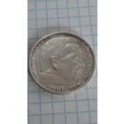 С 1 РУБЛЯ ! МОНЕТА СЕРЕБРО ГЕРМАНИЯ ГИНДЕНБУРГ 5 МАРОК 1935 год