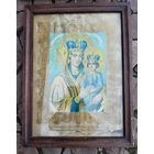 Икона старинная БМ Спорушница грешных, хромолитография в ореховой раме под стеклом. Большой размер.