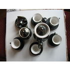 Оригинально-красивый кофейный сервиз СССР, на 6 персон, 14 предметов, фарфор. 6 фото. см. описание и условия продажи.