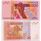 Западная Африка (Сенегал). 1000 франков (образца 2003 года, выпуск 2012, P715Kl, UNC)