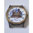 Новые !!! Часы Луч. Кварц. в упаковке и с документом. 1999 год. Красный костел. День. Ночь. солнышко и луна бегают между башенками.Новые . темный корпус.БОНУСОМ новая батарейка !!!