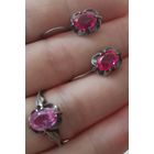 Кольцо и серьги с корундами ХЮЗ. Серебро 875 пробы.