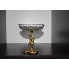 Стеклянная конфетница на металлической ножке, высота 15,6 см., диаметр 13,8 см.