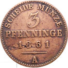 РАСПРОДАЖА!!! - ГЕРМАНИЯ ПРУССИЯ 3 пфеннига 1861 год