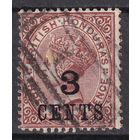 52.BrKCI. Великобритания. Колонии. Британский Гондурас. Стандарт. Виктория. Надпечатка нового номинала. 1888 г. 3C. Mi.#22.