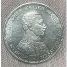 Монета 3 марки 1914 год. Пруссия Германская империя. Вильгельм II в мундире.