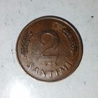 2 сантима 1939 года Латвия. Первая Республика. Красивая родная патина!