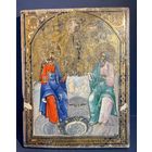 Икона старинная ТРИИПОСТАСНОЕ БОЖЕСТВО царская Россия ТРОИЦА письмо с рубля!