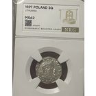 3 гроша 1597 Вильно! MS62 штемпельный блеск!