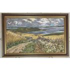 Белоусов В.П;76,5/45см"Нарочанские хлеба", 1976г. ДВП, масло. Размер 76,5х45 см.