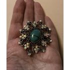 Брошь Нарядная вставка под Бирюзу стразы Аврора Бореалис Германия