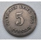 Германия 5 пфеннигов, 1908 A  2-12-12