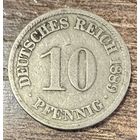 Монета 10 пфеннигов Германской империи, 1889 год. С рубля без МЦ.