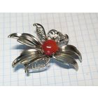 Брошь из СССР коралловый цветок