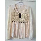 Блузка нарядная бежевая с длинным рукавом, р.42-44
