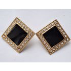 Серьги клипсы. Ромб. С кристаллами