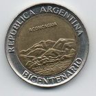 РЕСПУБЛИКА АРГЕНТИНА 1 ПЕСО 2010. 200 лет Аргентине - вулкан Аконкагуа. БИМЕТАЛЛ