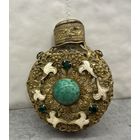 Бутылочка от духов. Старинная. Эмаль Камни Скань.