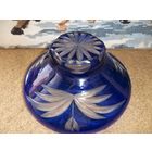 Ваза . Конфетница . Фруктовница . Синее стекло