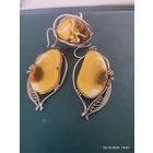 Кольцо и серьги СССР янтарь мельхиор