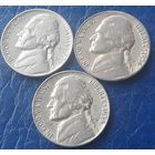 5 центов  1954 P D S США Джеферсон 3 монеты