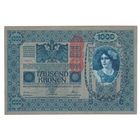 Австро-Венгрия 1000 крон образца 1902 года. Красная вертикальная надпечатка. Состояние UNC! (2)