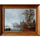 А. Серпин. Голландский пейзаж с замком и лодками. 2025. х,м. 39х49