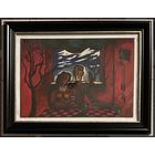 Скрипниченко Г.С. Художник-сюрреалист, "белорусский Дали". "У чырвонай комнаце", 1969-1971 г.г. Смешанная техника. Размер 34,3х49,7 см. С рамой 65х50 см.