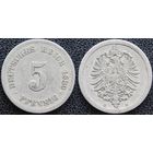 YS: Германия, Рейх, 5 пфеннигов 1889E, KM# 3 (2)