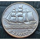 2 злотых 1936 отличные в блеске кораблик супер