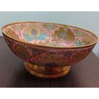 Винтажная ваза конфетница с изображение павлина , латунь . Индия 1980 е годы размеры высота 10см диаметр 20 см .