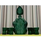 Графин с шестью стопками. Малахитовое стекло. Bohemian Czech Art Deco Malachite Glass. Богемия
