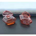 Старинный парфюмерный набор (флакон и пудреница) в стиле ар-деко из розалинового (селенового) стекла. 20 - 30-е годы ХХ века. См.описание.