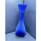 Винтажная ваза синее стекло матовое