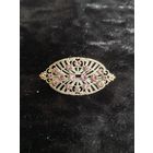 Ажурная брошь с розовыми вставками Чехословакия