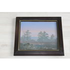 Картина маслом "Рассвет", на деревянной основе, в деревянной раме с подписью автора.