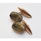 Запонки серебро СССР 875 звезда. Камень. Клеймо РС7. Вес 5,1 г. В позолоте.