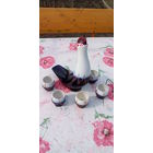 Штоф-графин синяя птица и стопки фарфор ссср